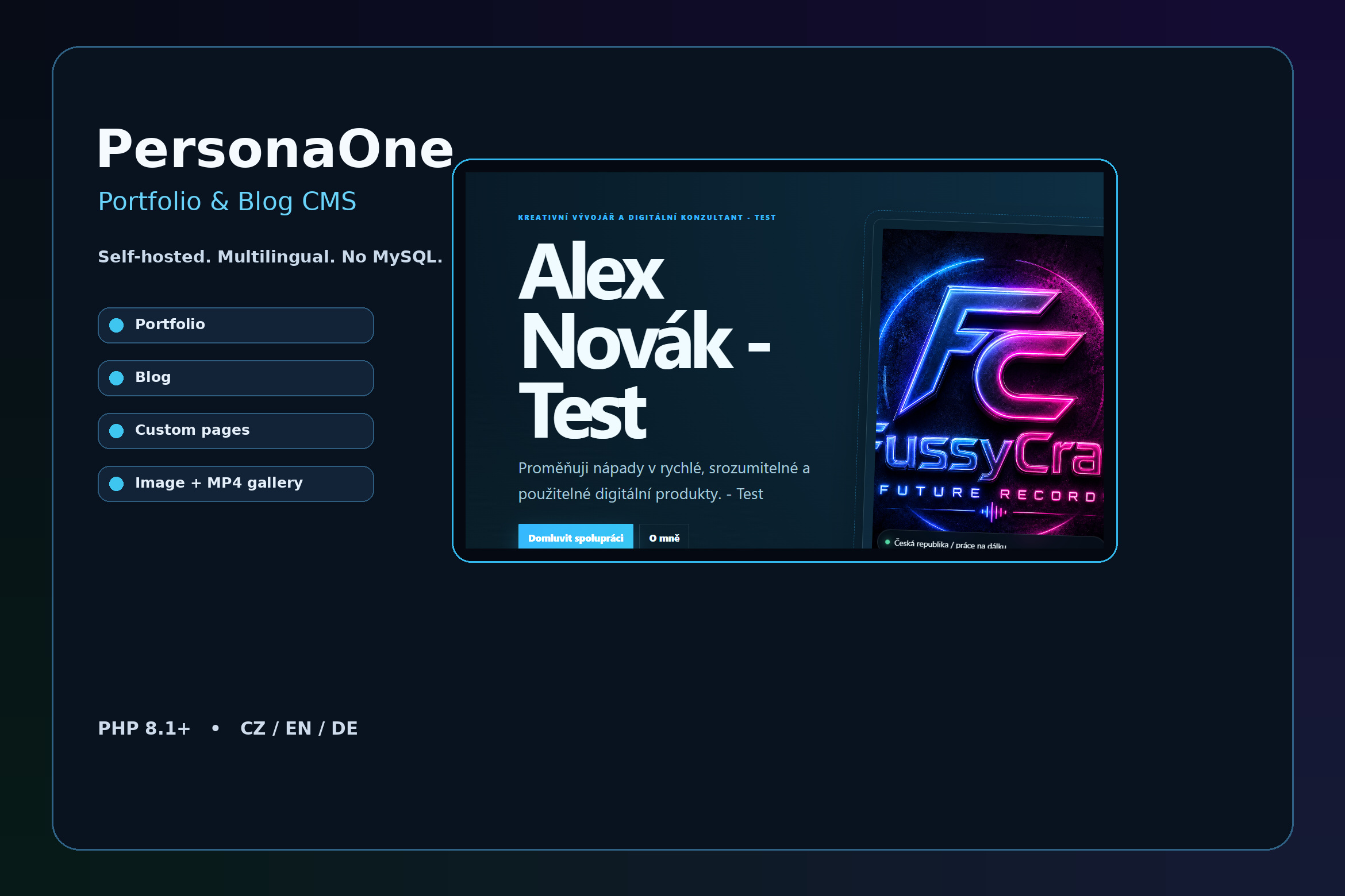 PersonaOne – vícejazyčná osobní vizitka a blog CMS